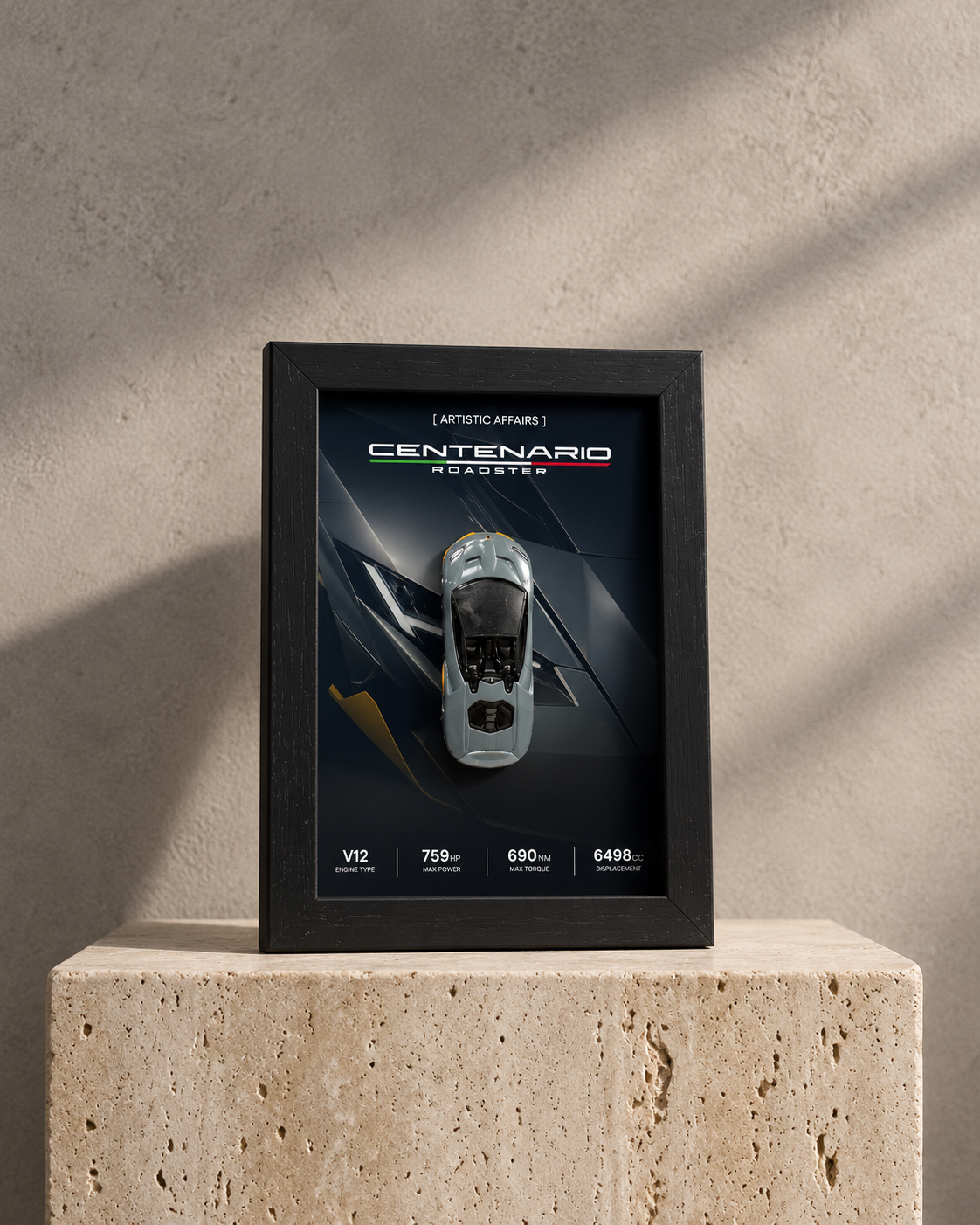 Limited Edition 2016 Lamborghini Centenario Roadster 3D car frame by Artistic Affairs, photo 7 of 7