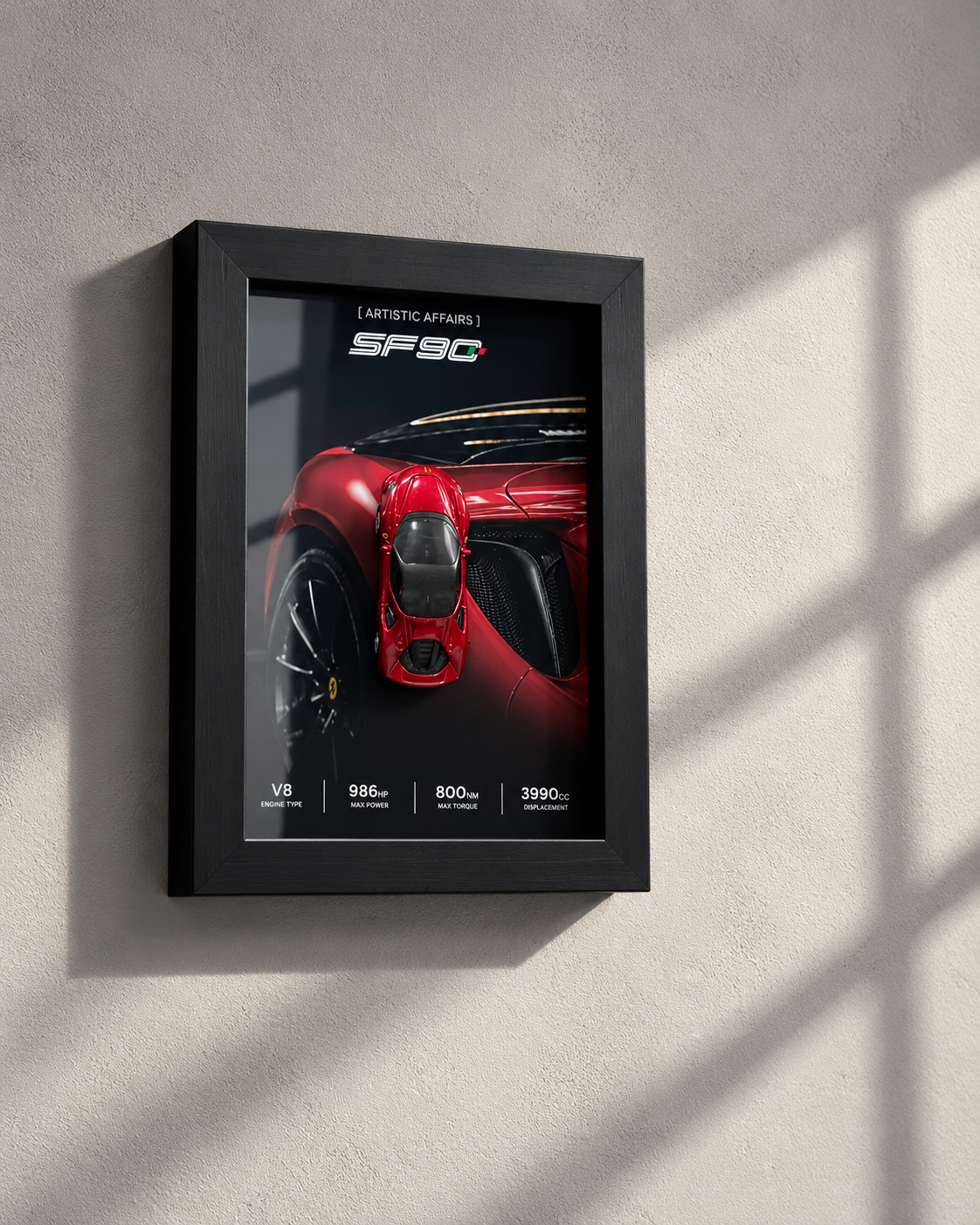 Limited Edition Ferrari SF90 3D car frame by Artistic Affairs, photo 6 of 7