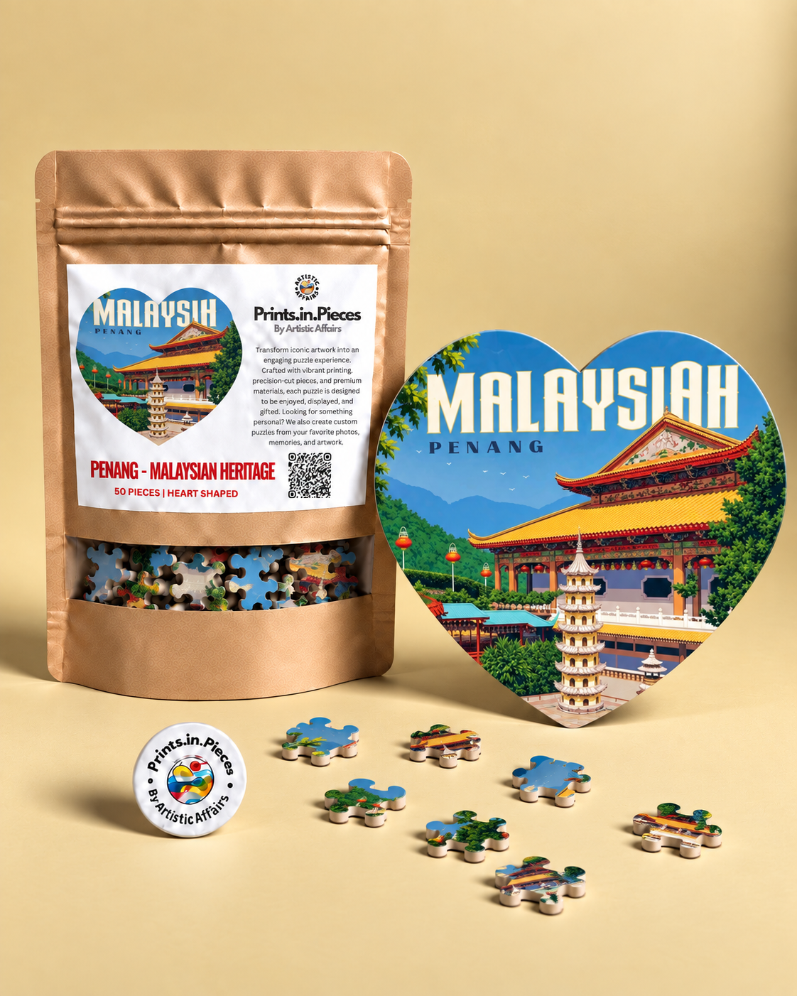 Penang Malaysian Heritage Heart-Shaped Puzzle