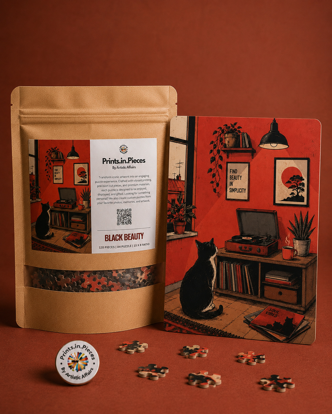 Black Beauty Cozy Cat Illustration Puzzle