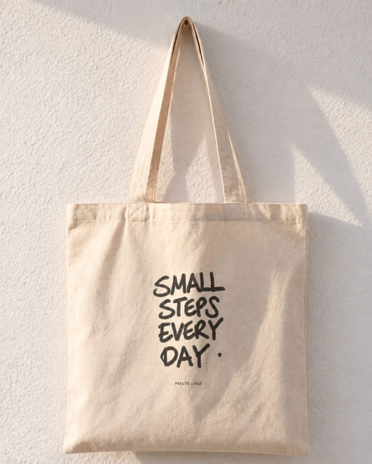 Small Steps Every Day Black Motivational Tote Bag
