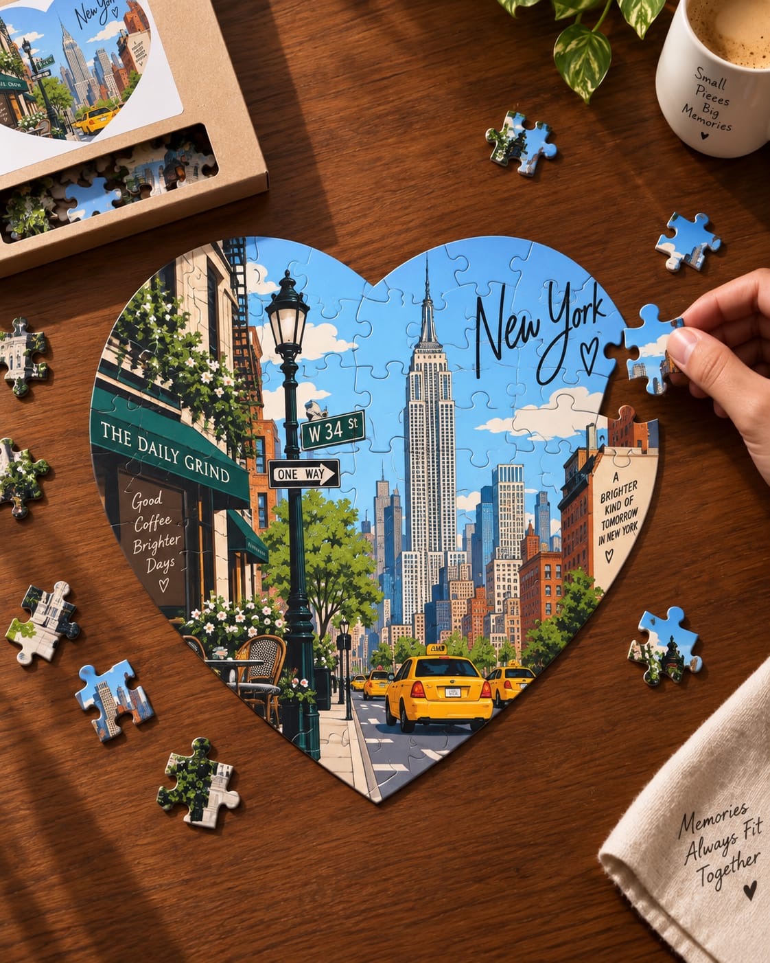 New York State Of Mind Heart Shaped Puzzle