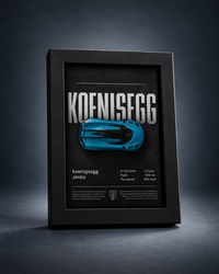 Koenigsegg Jesko (Blue) 3D car frame with blue Hot Wheels diecast car by Artistic Affairs