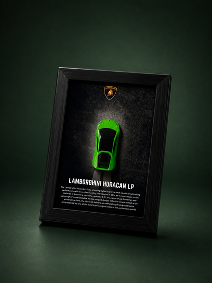 Lamborghini Huracan LP Green 3D Car Frame Detachable Hot Wheels Diecast