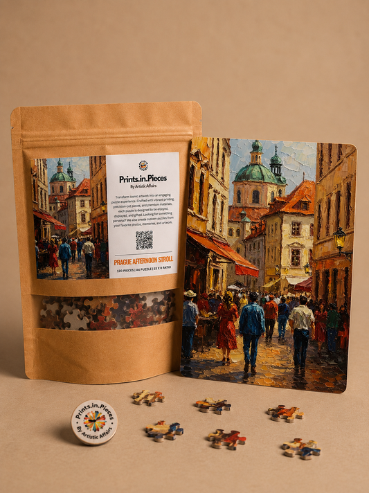Prague Afternoon Stroll Puzzle – 120 Piece Cityscape Art Puzzle