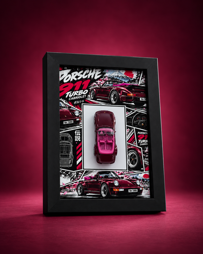 Porsche 911 Turbo Cabriolet 964 3D Hot Wheels car frame, main view