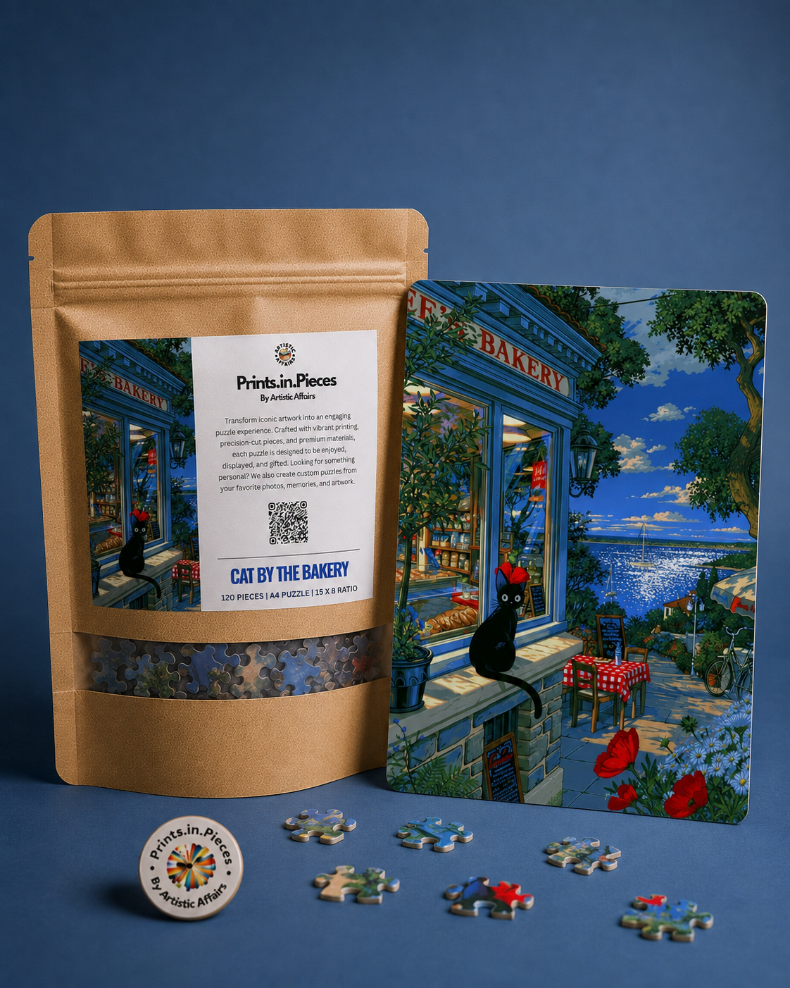 Cat by the Bakery Coastal Illustration Puzzle