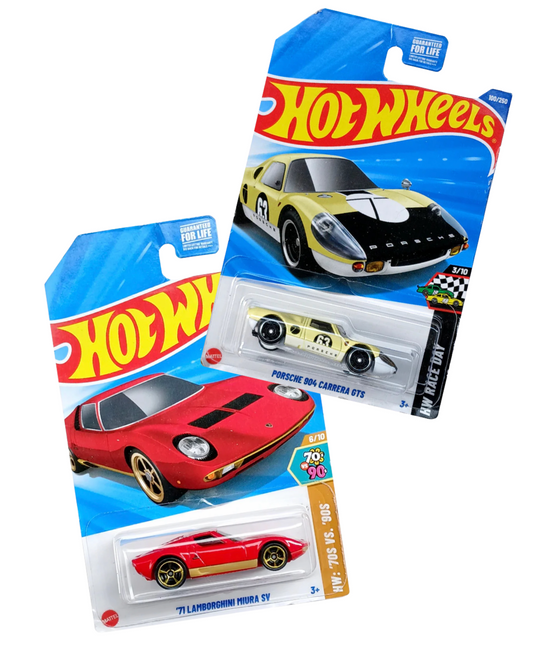 Hotwheels Combo : 71 Lamborghini Miura (red) + Porsche 904 Carrera GTS