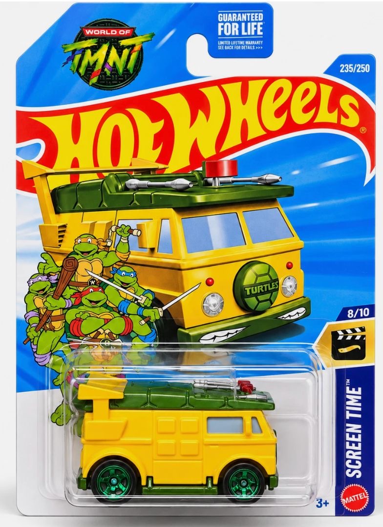 Hot Wheels TMNT Party Wagon yellow and green 1:64 die-cast van, Screen Time series