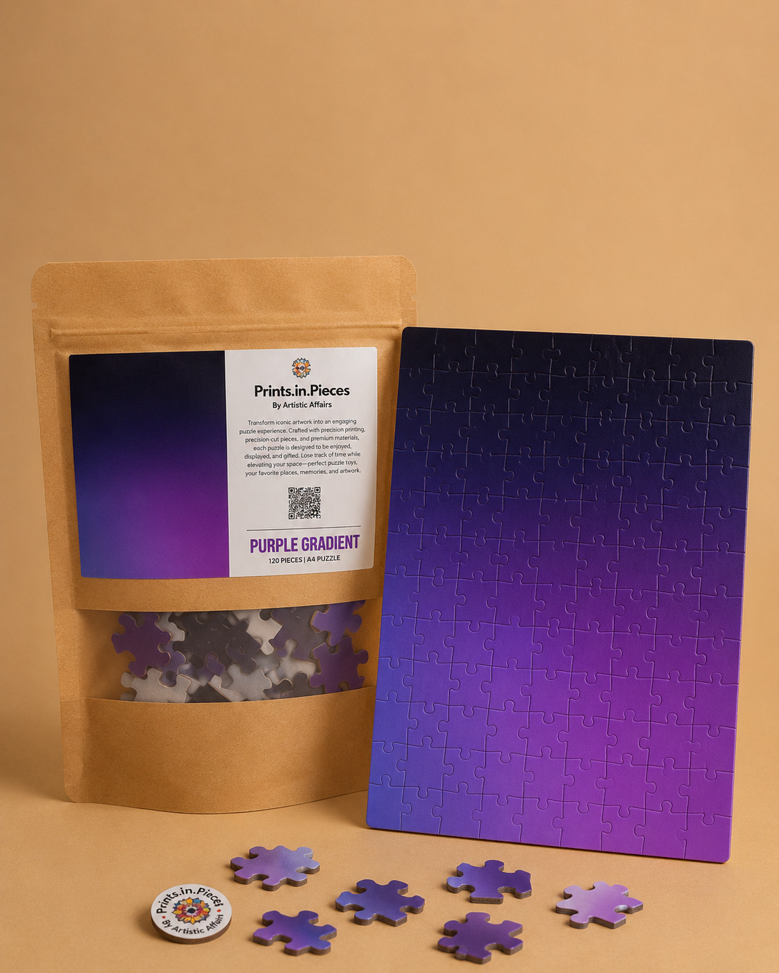 Purple Gradient Puzzle — 120 Piece A4 Abstract Jigsaw
