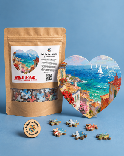 Amalfi Dreams Coastal Heart Shaped Puzzle