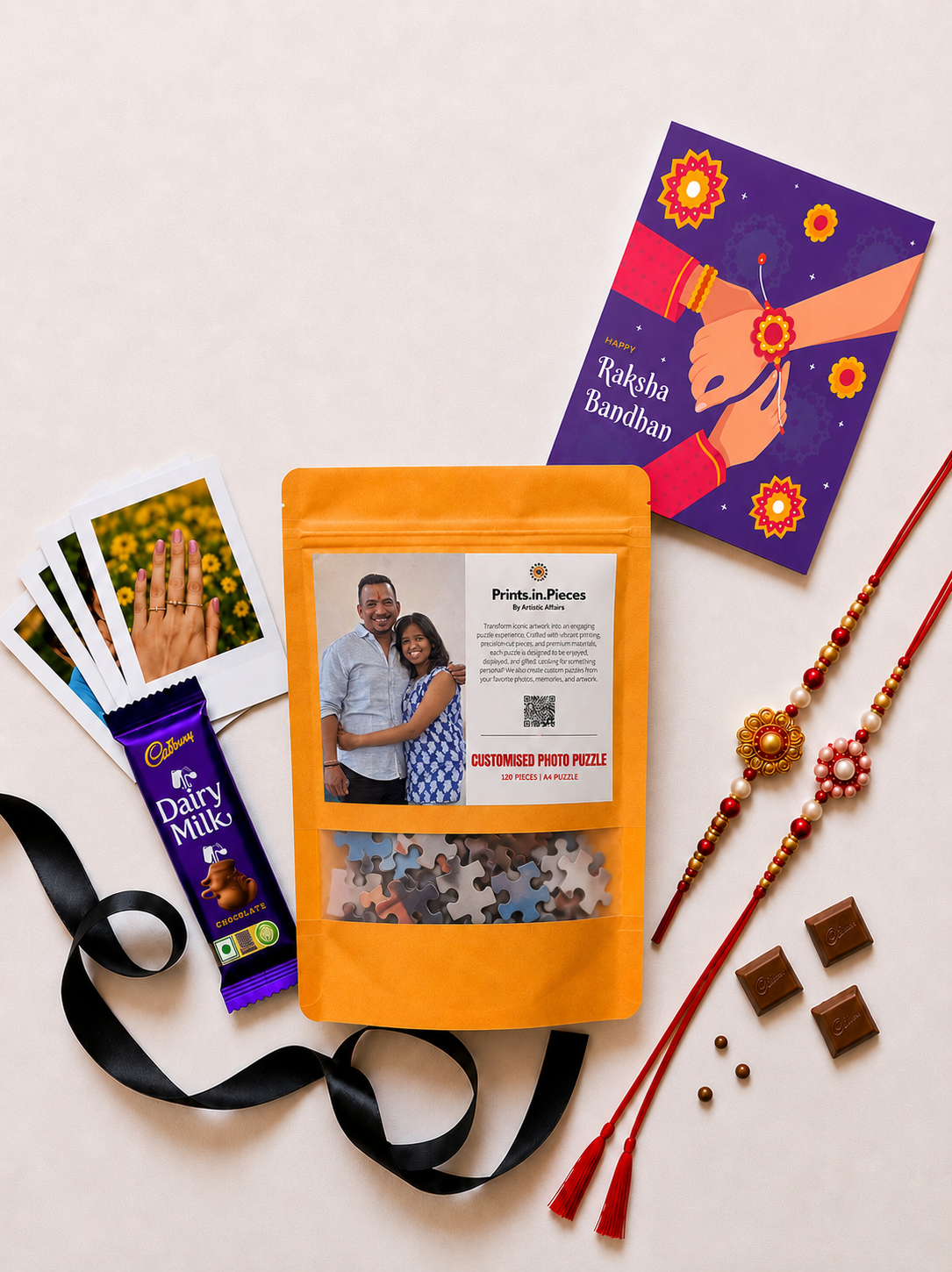 Customised Photo Puzzle Rakhi Hamper