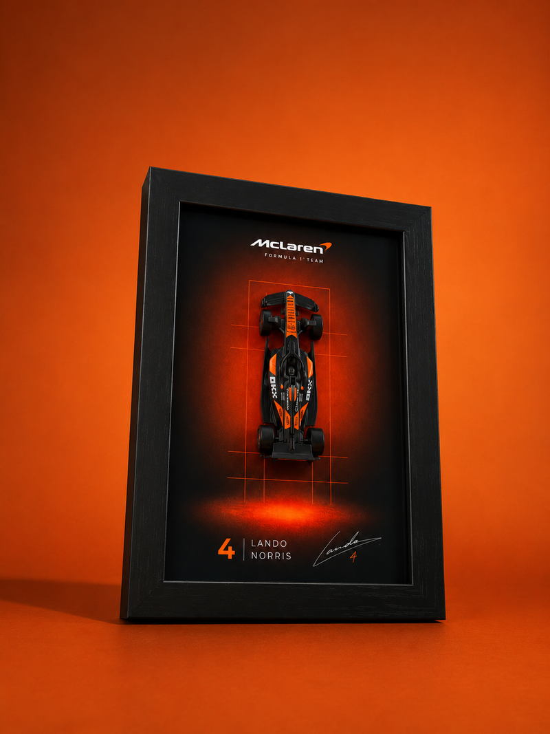 McLaren MCL38 Formula 1 3D Shadow Box Frame – Lando Norris #4