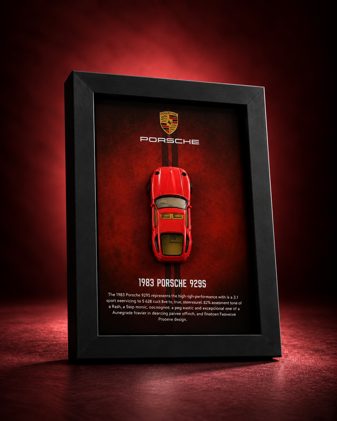 1983 Porsche 928S 3D car frame with Hot Wheels diecast car by Artistic Affairs