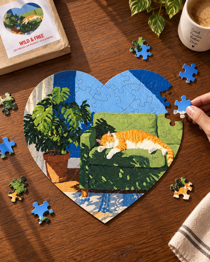Wild & Free Cat Heart Shaped Puzzle