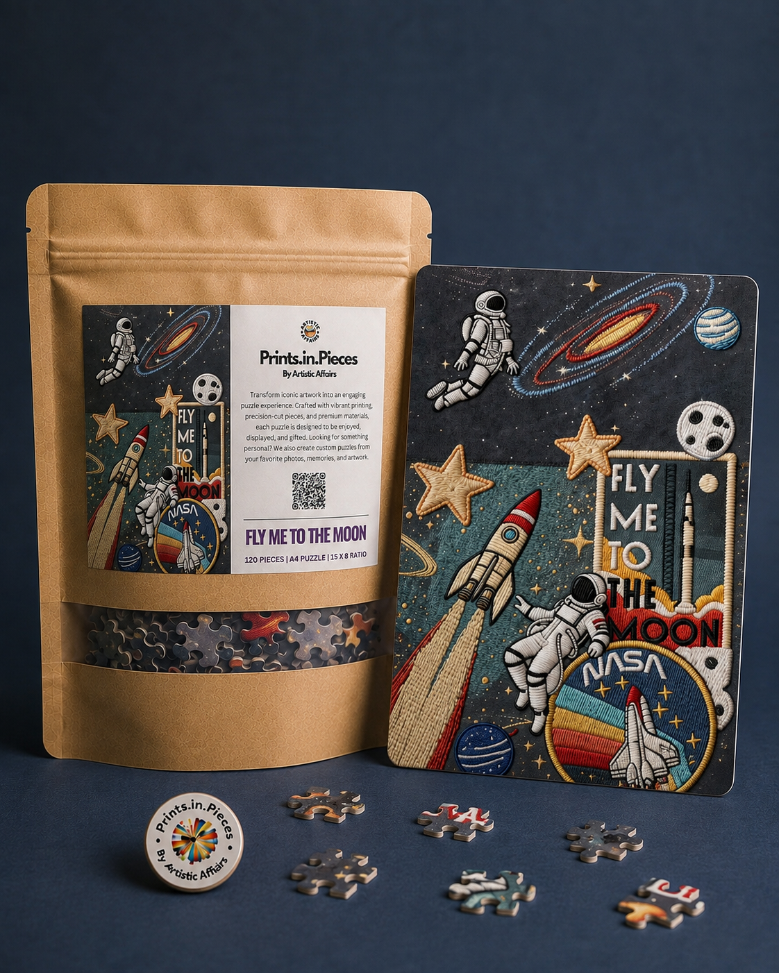 Fly Me to the Moon NASA-Style Patch Puzzle
