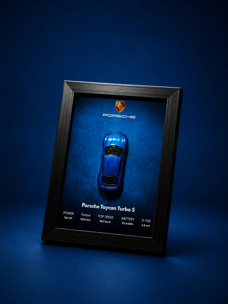 Porsche Taycan Turbo S 3D Car Frame Detachable Hot Wheels Diecast