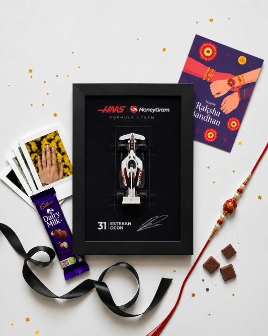 Haas MoneyGram Esteban Ocon Car Frame Rakhi Hamper