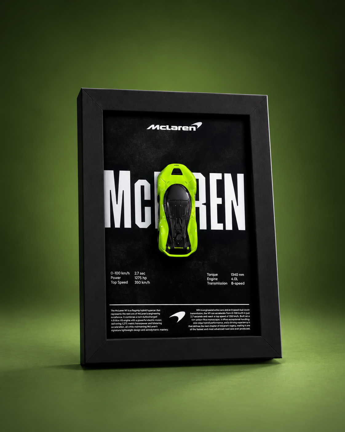 McLaren W1 3D Hot Wheels car frame, main view