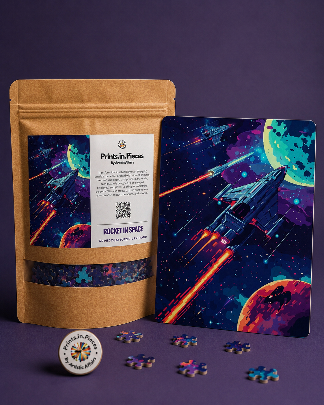Rocket in Space Sci-Fi Illustration Puzzle