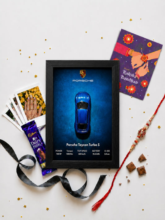 Porsche Taycan Turbo S electric car frame Raksha Bandhan gift