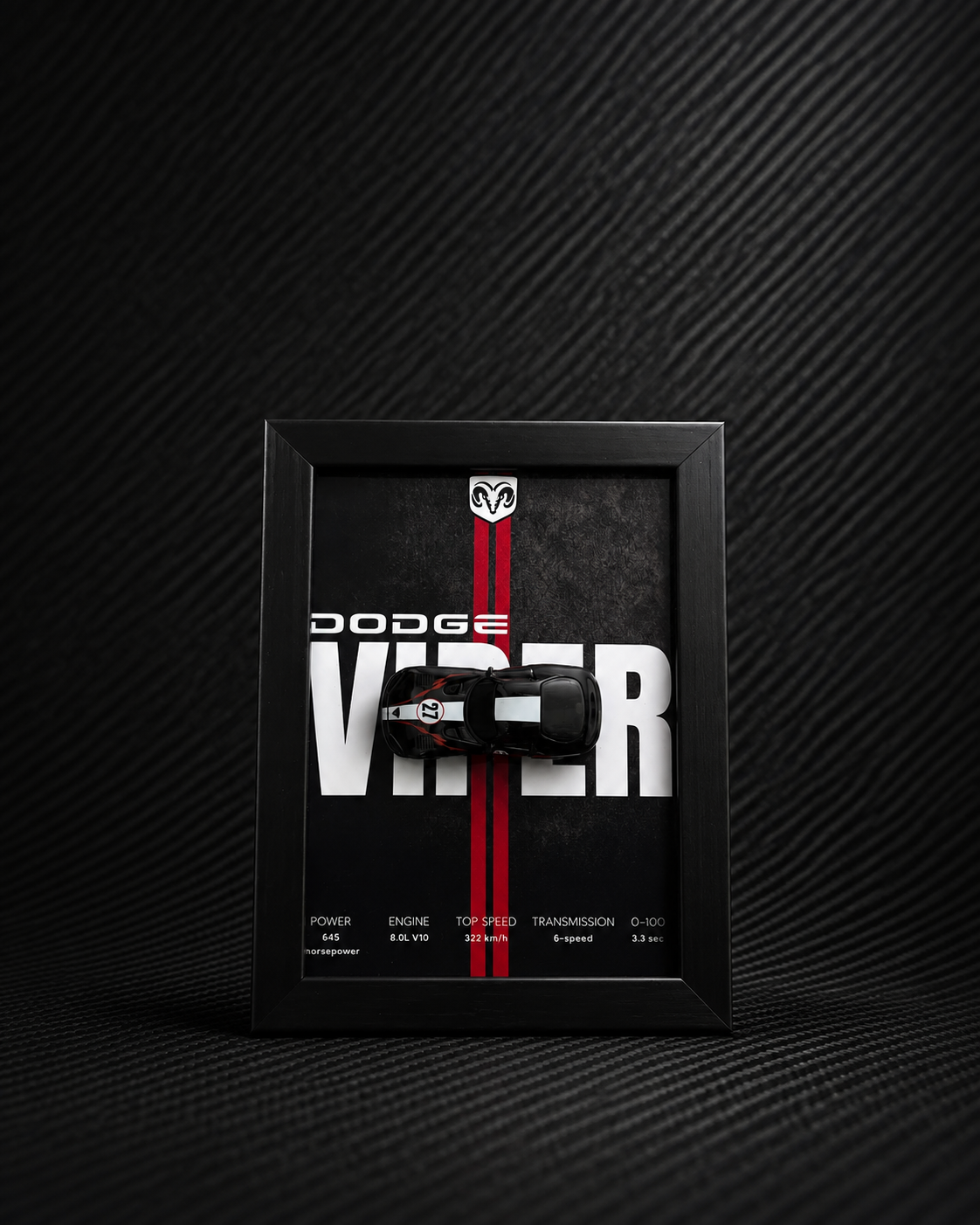 Dodge Viper 3D Car Frame Detachable Hot Wheels Diecast Wall Art