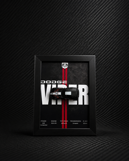 Dodge Viper 3D Car Frame Detachable Hot Wheels Diecast Wall Art