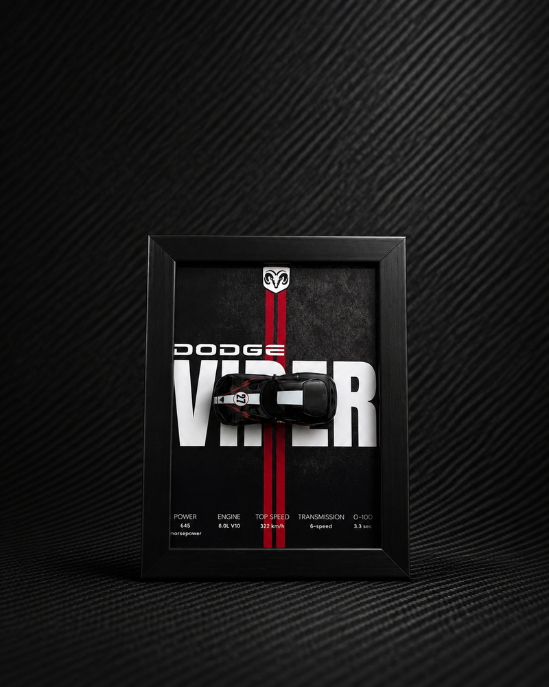 Dodge Viper 3D Car Frame Detachable Hot Wheels Diecast Wall Art