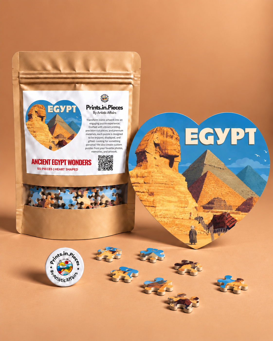 Ancient Egypt Wonders Heart-Shaped Puzzle