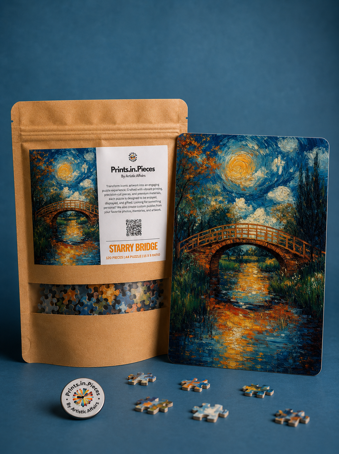Starry Bridge Puzzle – 120 Piece Impressionist Bridge Puzzle
