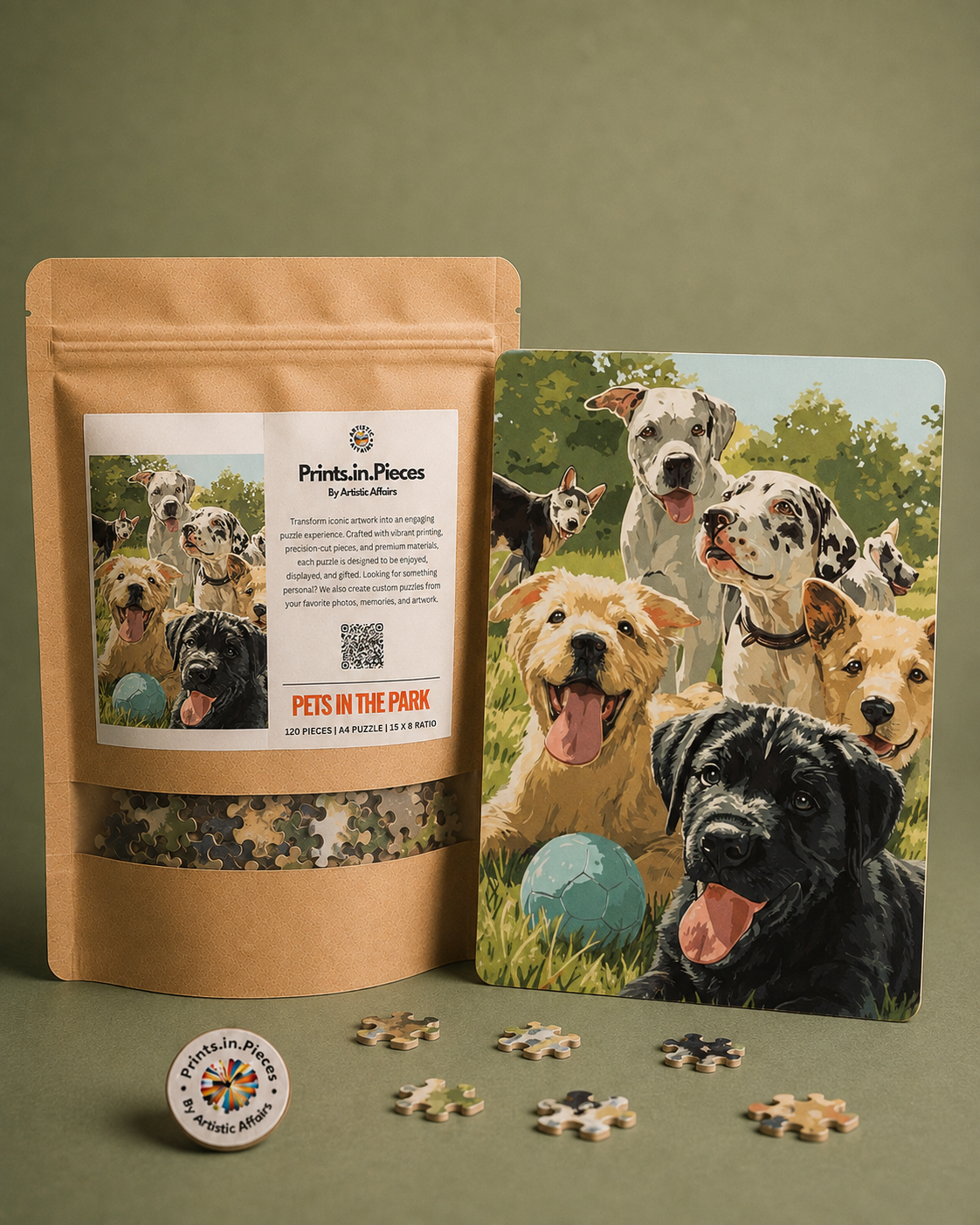 Pets in the Park Dog Group Illustration Puzzle