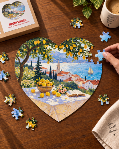Italian Summer Lemon Coast Heart Shaped Puzzle
