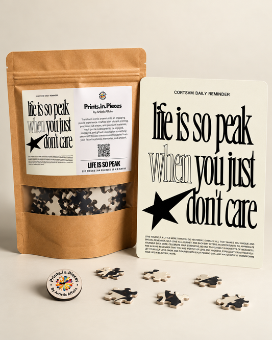 Life Is So Peak jigsaw puzzle – minimal black and cream typography