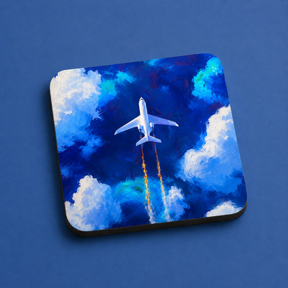 Painted Airplane in Clouds Coasters