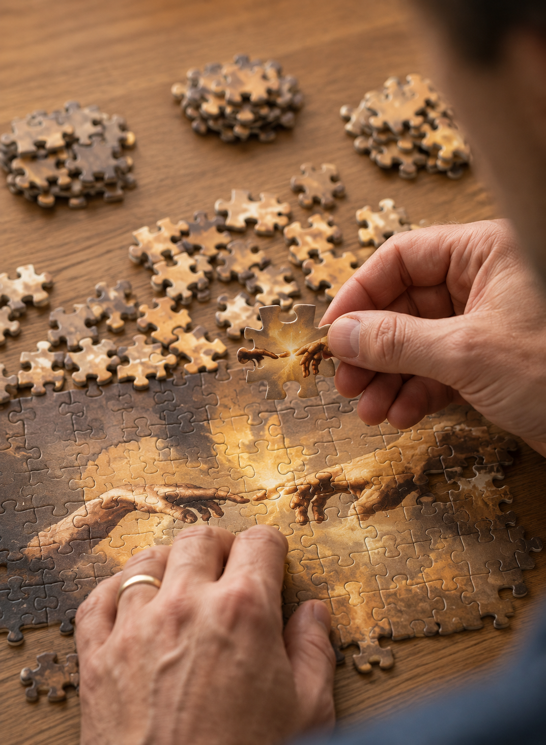 Divine Touch Puzzle — Creation of Adam 120 Piece A4 Fine Art Jigsaw
