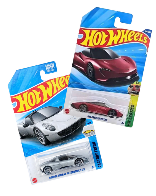 Hotwheels Combo : McLaren Speedtail + Gordon Murray Automotive T.33 (grey)
