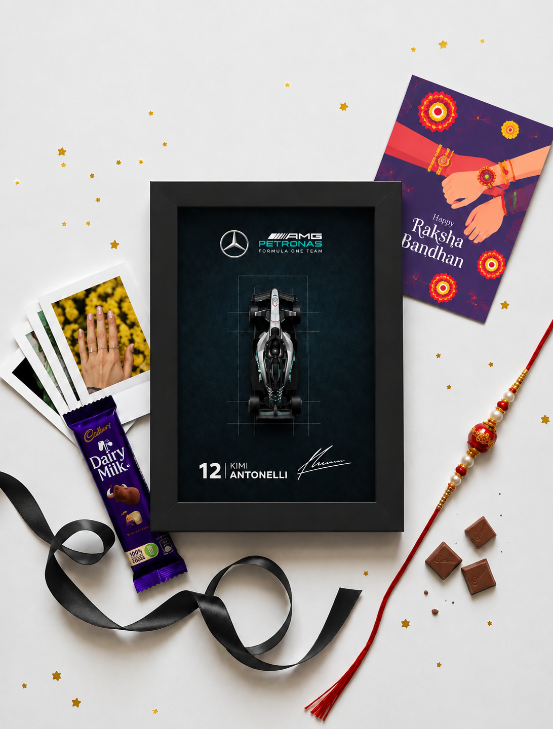 Mercedes AMG Petronas Kimi Antonelli Car Frame Rakhi Hamper