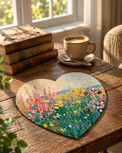 Wildflower Fields Painting Heart Shaped Puzzle