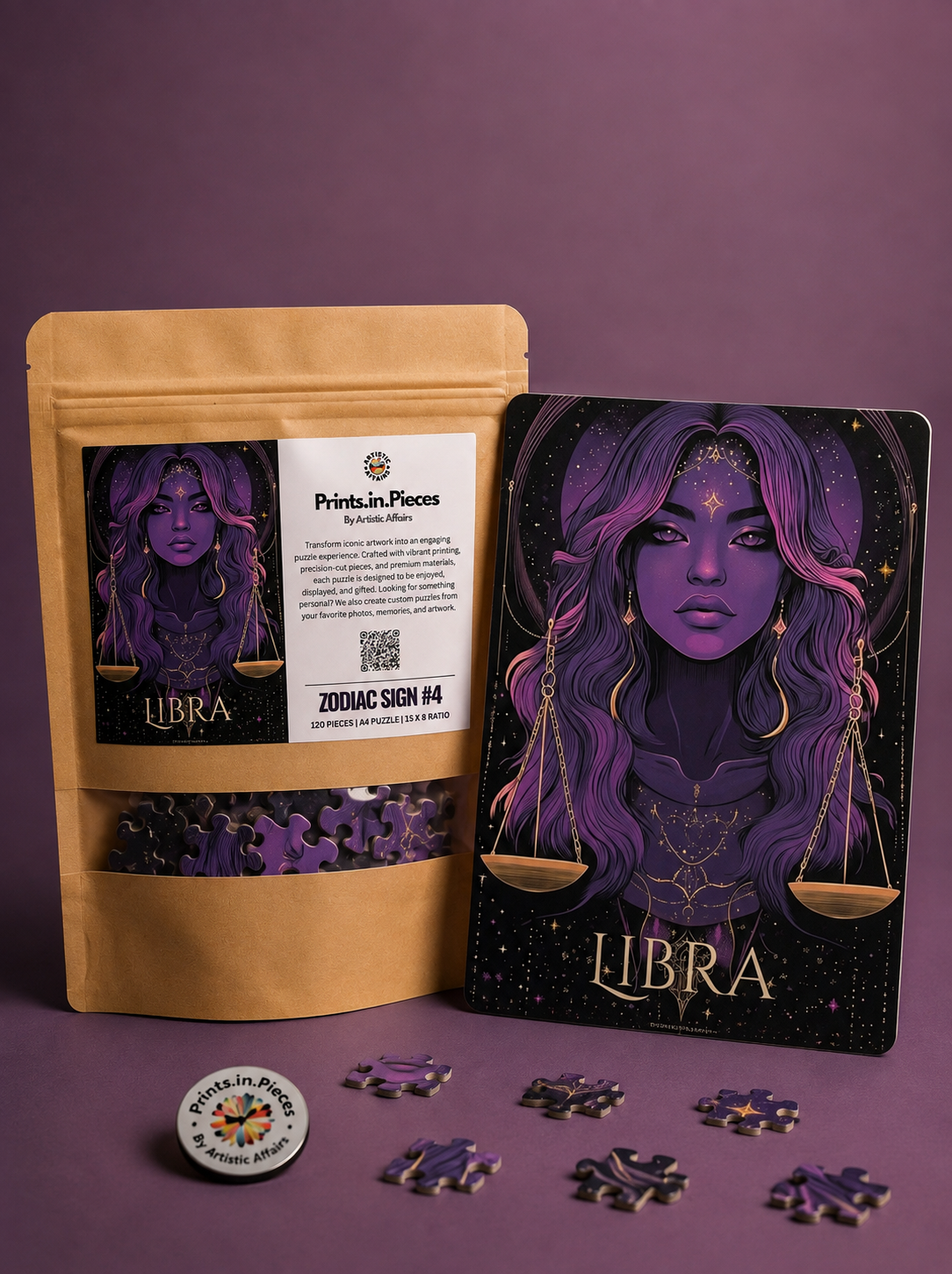 Libra Zodiac Puzzle — 120 Piece Celestial Scales Portrait Art