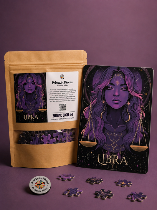 Libra Zodiac Puzzle — 120 Piece Celestial Scales Portrait Art