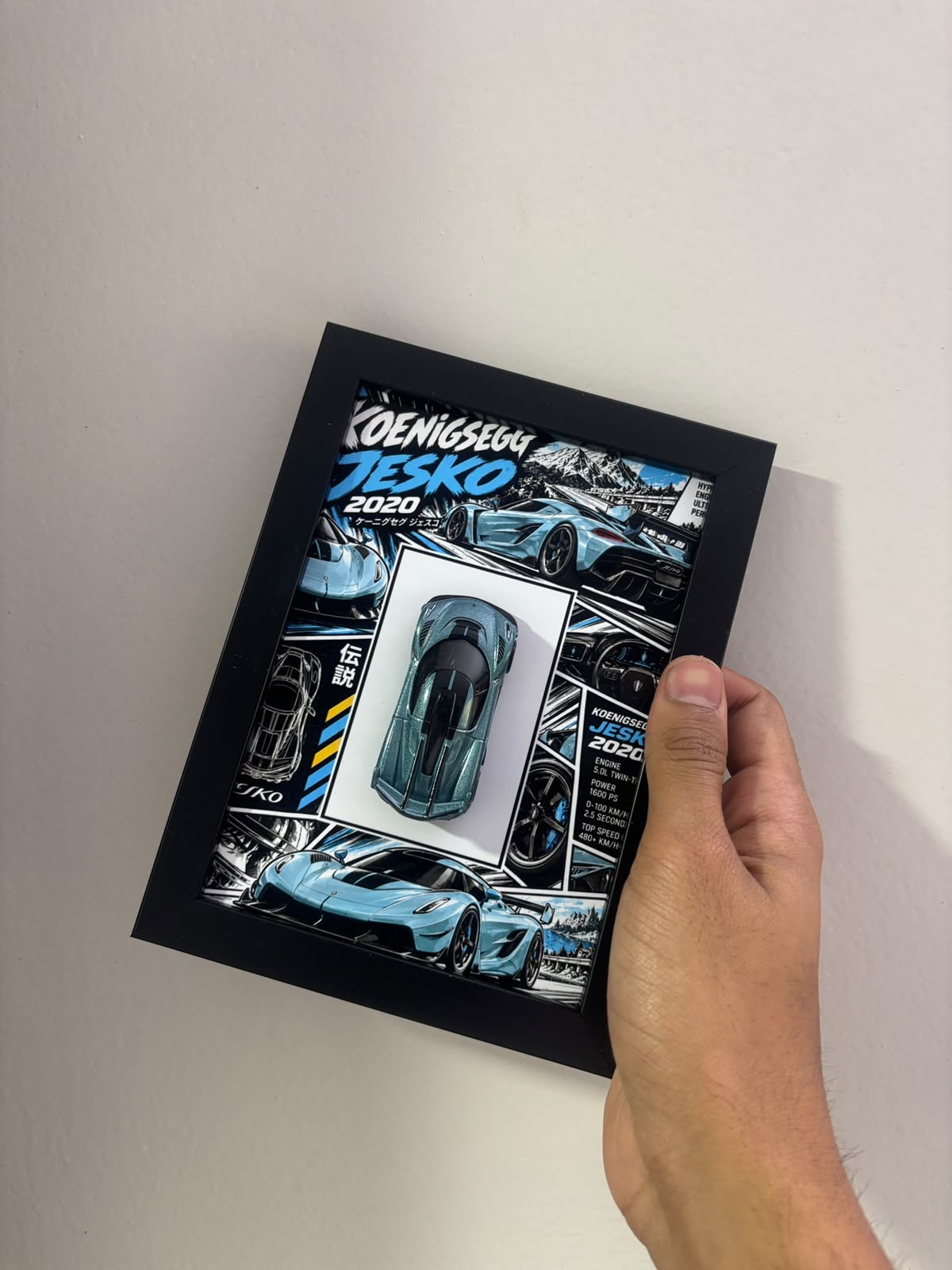Koenigsegg Jesko 2020 diecast shadow box frame, view 3