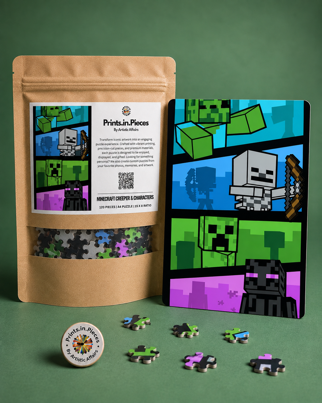 Minecraft Creeper & Characters Puzzle (A4, 120 Pieces)