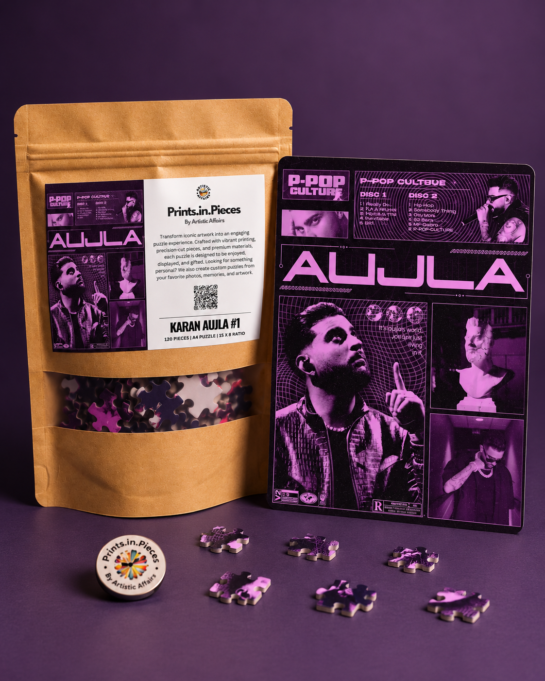 Karan Aujla P-Pop Culture Purple Jigsaw Puzzle