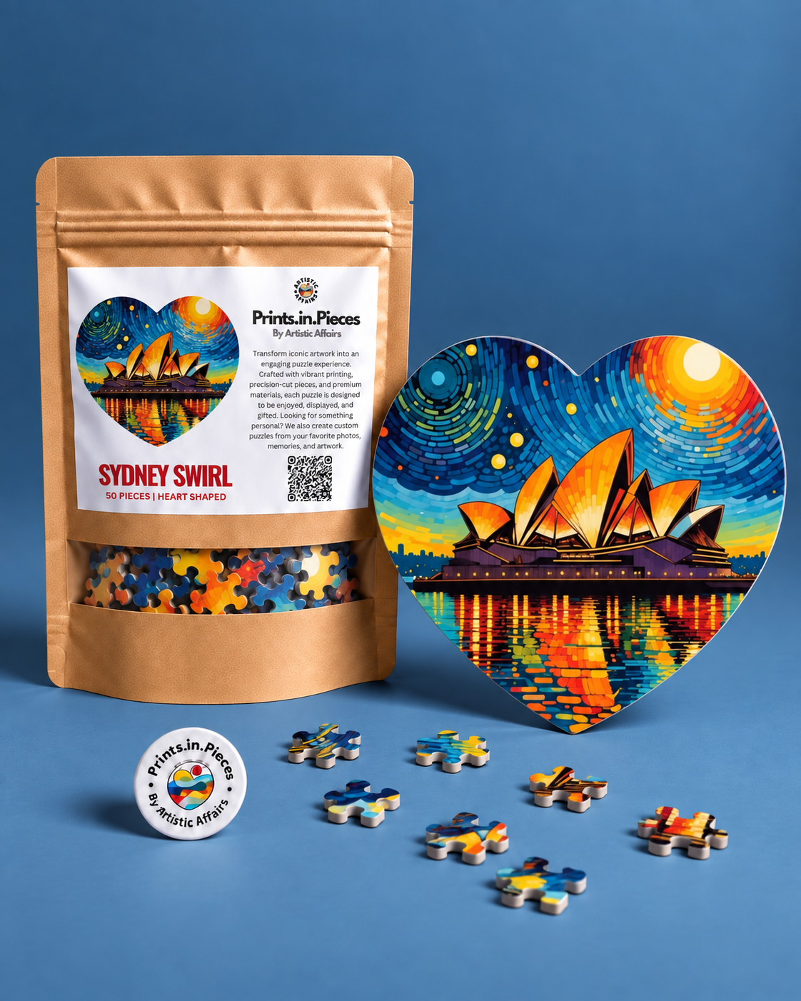 Sydney Swirl Heart-Shaped Puzzle