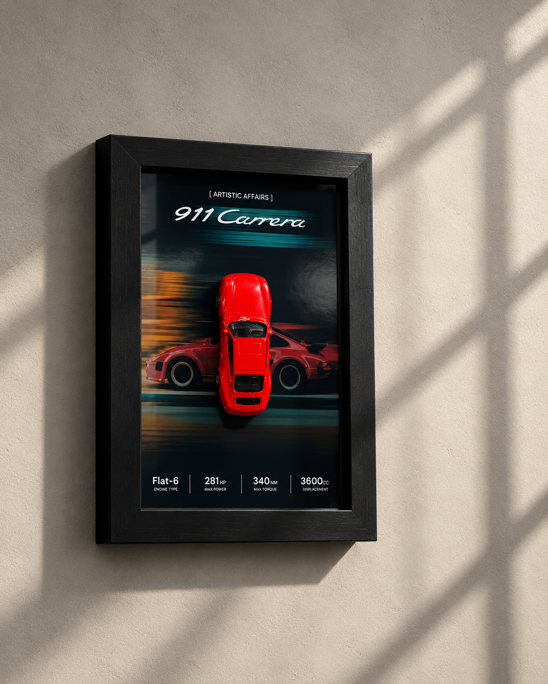 Limited Edition Porsche 911 Carrera 3D car frame by Artistic Affairs, photo 5 of 6