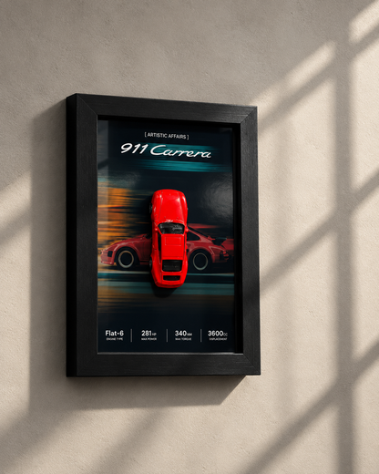 Limited Edition Porsche 911 Carrera 3D car frame by Artistic Affairs, photo 5 of 6