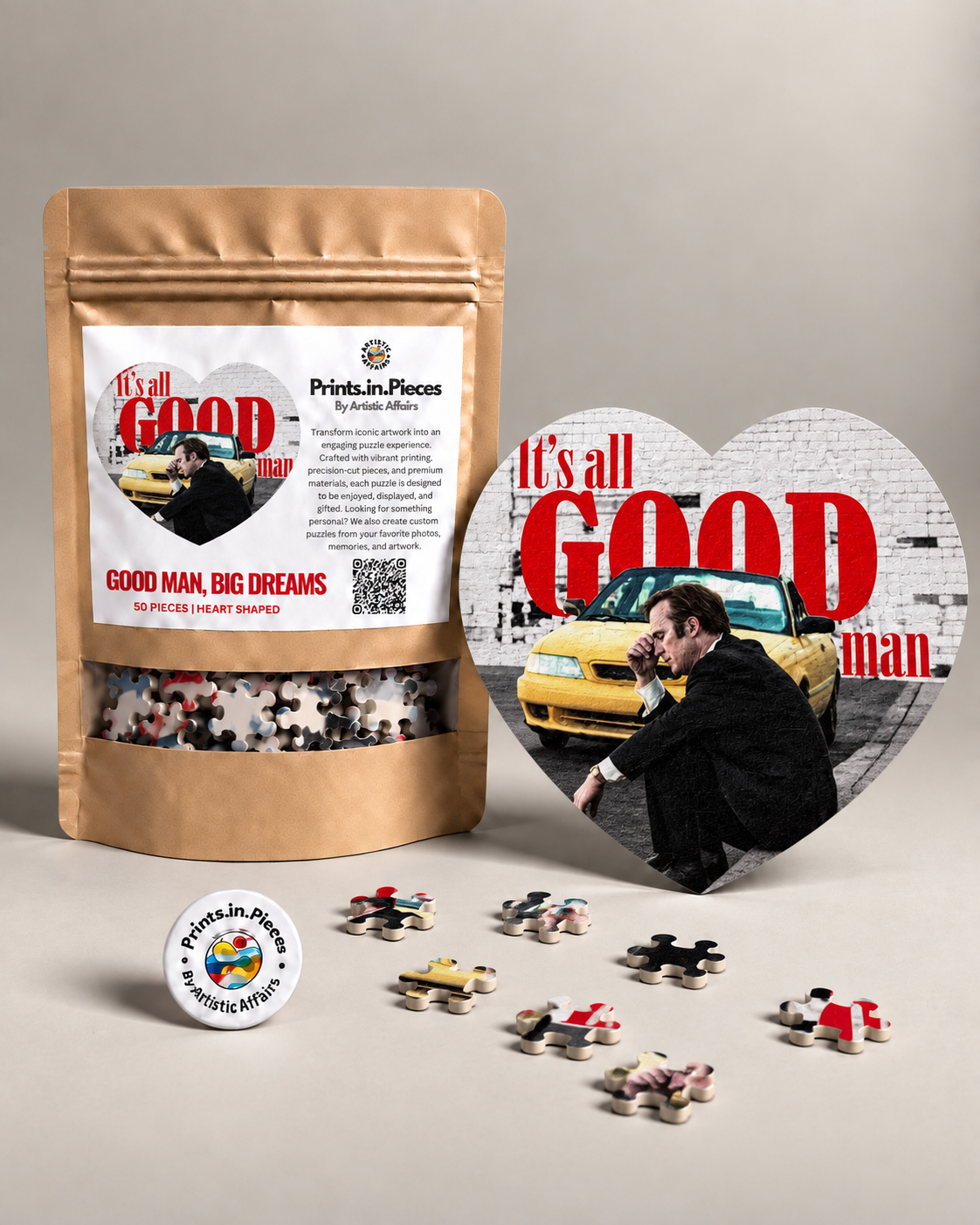 Good Man Big Dreams Heart-Shaped Puzzle