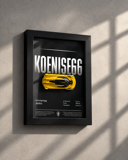 Koenigsegg Jesko (Yellow) 3D car frame by Artistic Affairs, photo 2 of 3