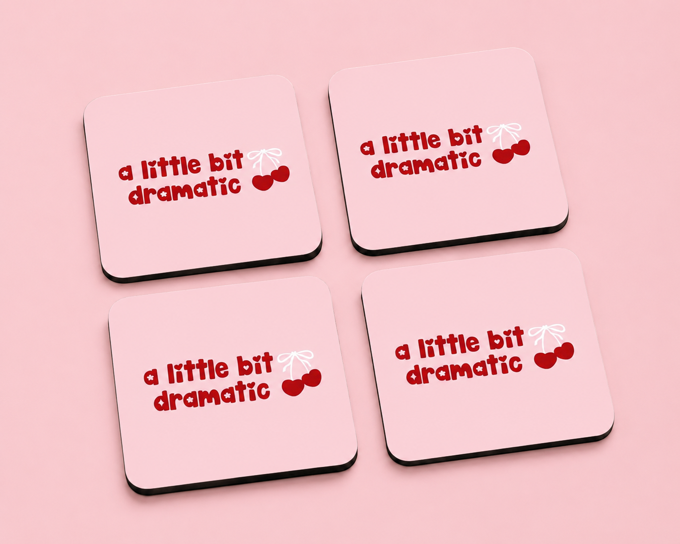 “A Little Bit Dramatic” Cherry 10 x 10 cm drink coaster by Artistic Affairs