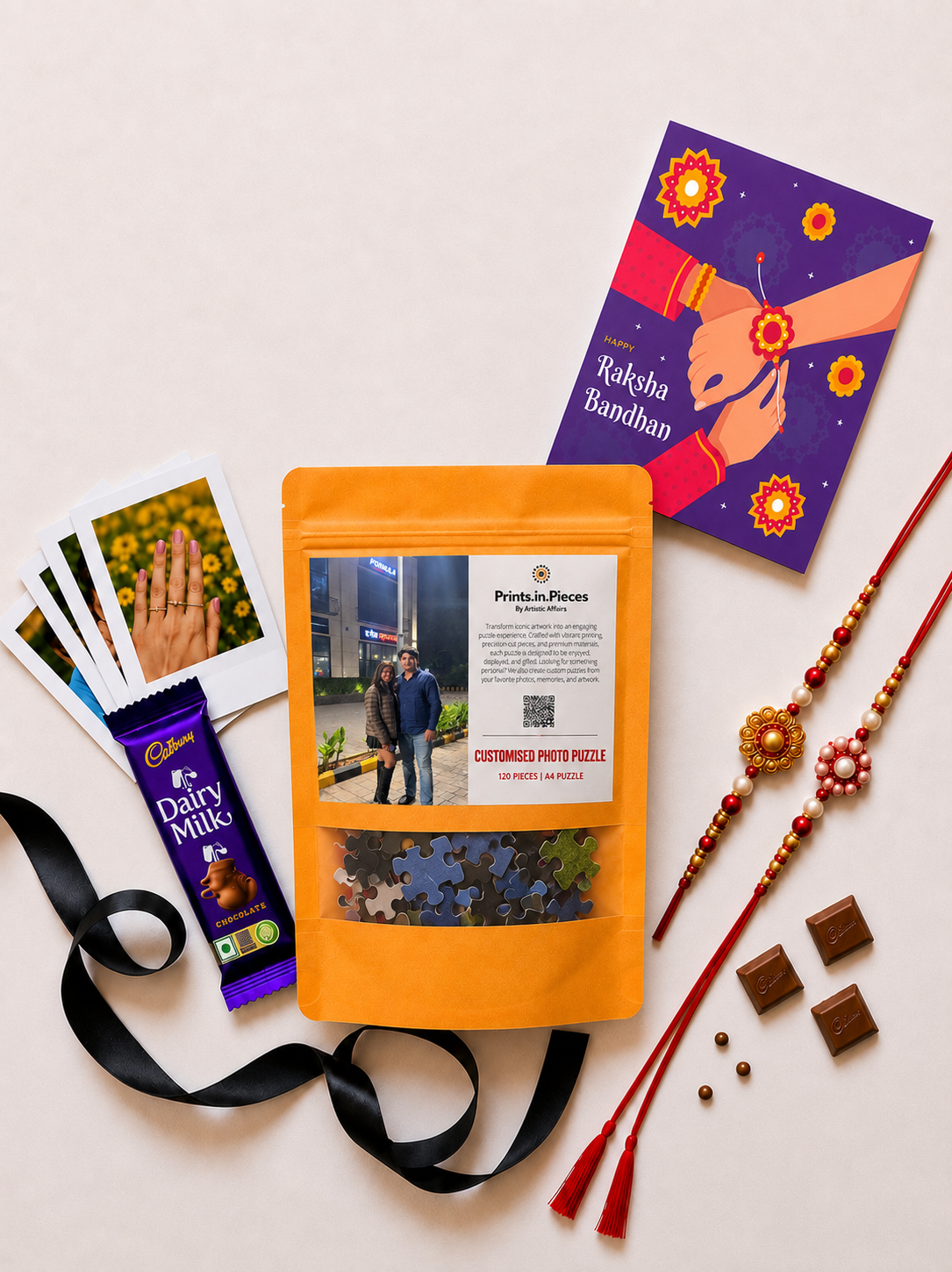 Customised Photo Puzzle Rakhi Hamper